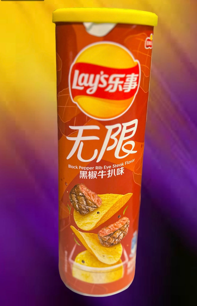 Lays black pepper rib eye steak